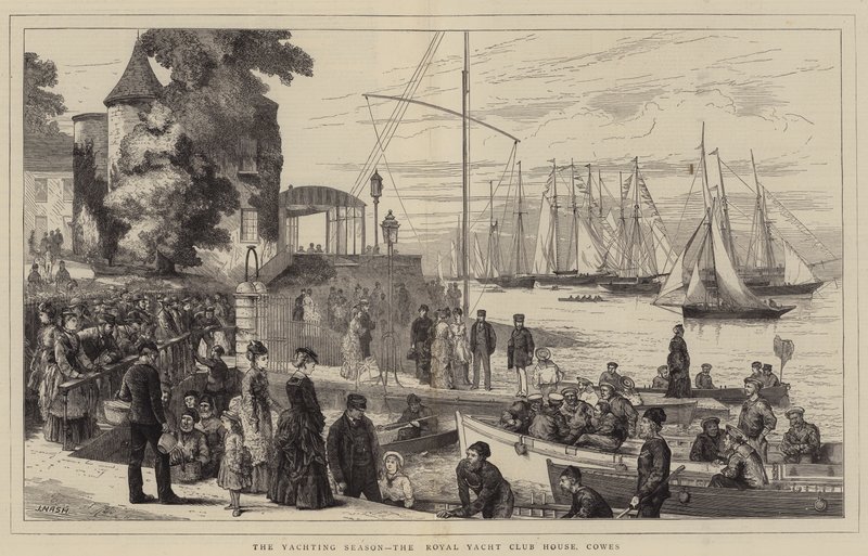 Het jachtseizoen, het Royal Yacht Club House, Cowes door Joseph Nash