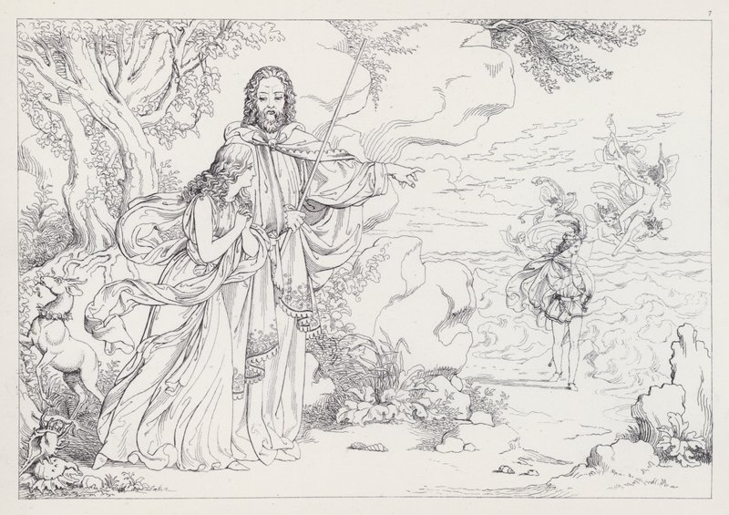 Shakespeares De Storm, Acte I, Scene 2 door Joseph Noel after Paton
