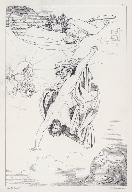 Shelleys Prometheus Ontketend, Acte III, Scene 1 door Joseph Noel after Paton