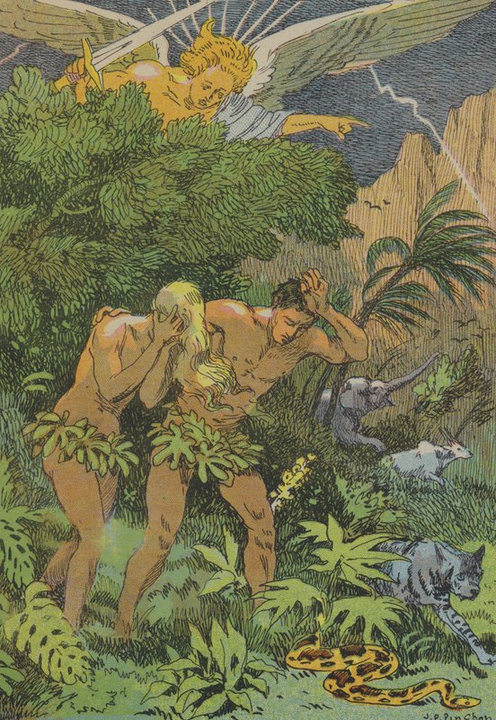 Verdrijving van Adam en Eva uit de Hof van Eden door Joseph Porphyre Pinchon
