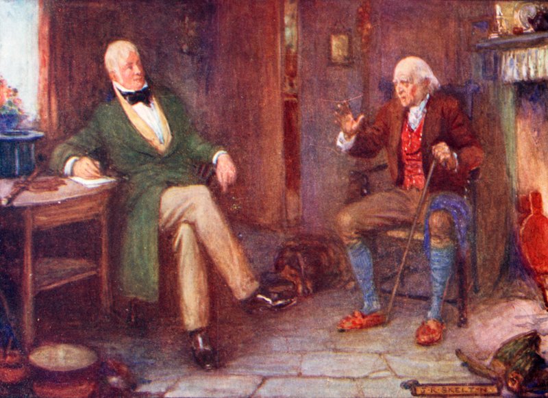 Sir Walter Scott bezoekt een arme man in zijn huisje door Joseph Ratcliffe Skelton