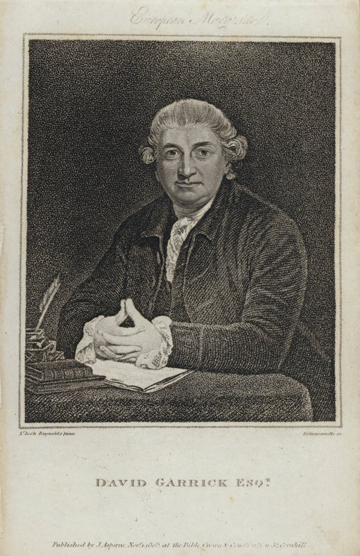 David Garrick, Engelse acteur, toneelschrijver en theatermanager door Joshua (after) Reynolds