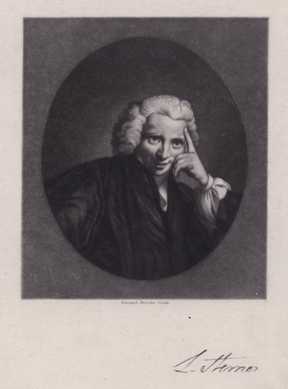 Laurence Sterne, Ierse schrijver en geestelijke, auteur van Tristram Shandy (gravure) door Joshua (after) Reynolds