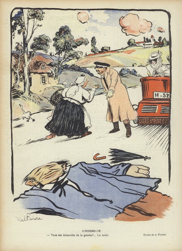 Compensatie. Illustratie voor Le Rire door Jules Abel Faivre