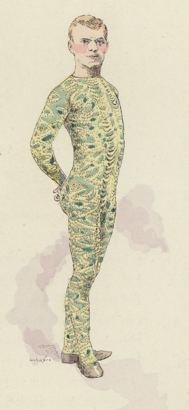 Circusgymnast in turnpak door Jules Arsene (after) Garnier