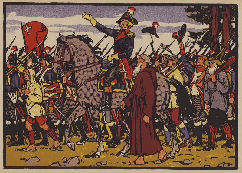 Alois von Reding en het Verzet van Schwyz tegen de Helvetische Republiek opgelegd door Revolutionair Frankrijk door Jules Courvoisier
