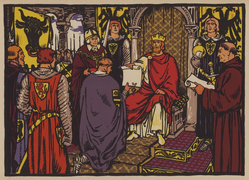 De Heilige Roomse Keizer Hendrik VII verleent keizerlijke onmiddellijke macht aan het kanton Uri door Jules Courvoisier