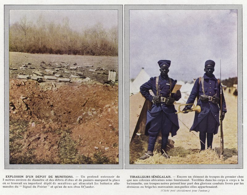 Explosie van een munitiedepot, Senegalese scherpschutters door Jules Gervais Courtellemont