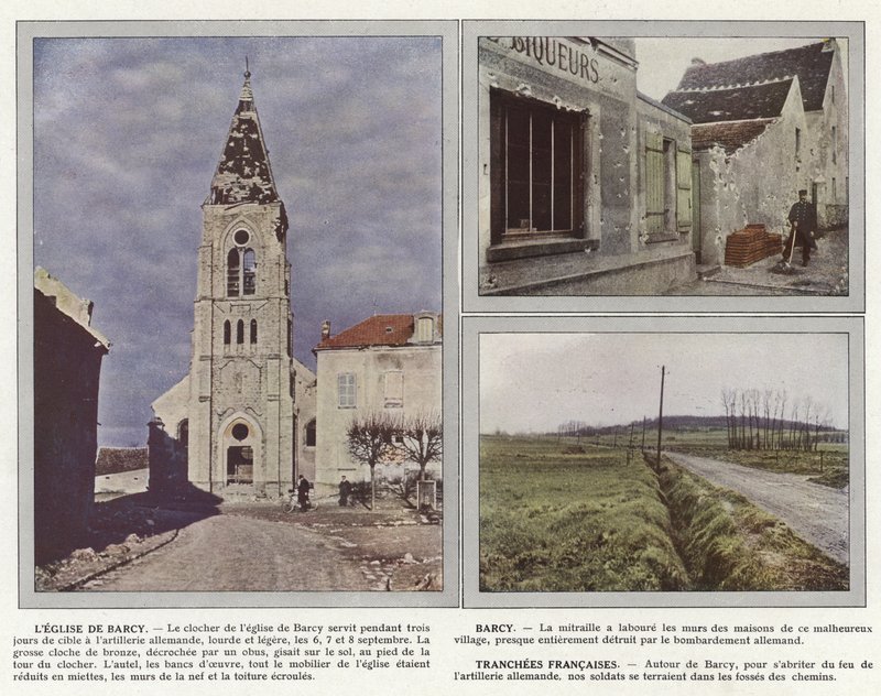 De kerk van Barcy, Barcy, Franse loopgraven door Jules Gervais Courtellemont