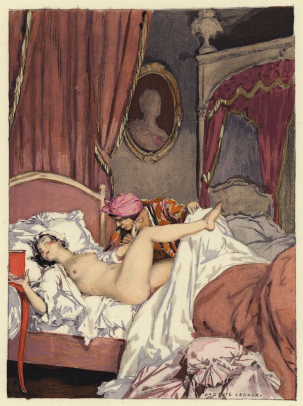 Illustratie voor memoires van Casanova (kleurenlitho) door Jules Marie Auguste Leroux