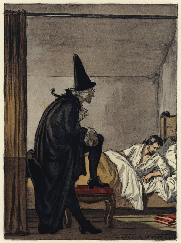 Illustratie voor memoires van Casanova (kleurenlitho) door Jules Marie Auguste Leroux