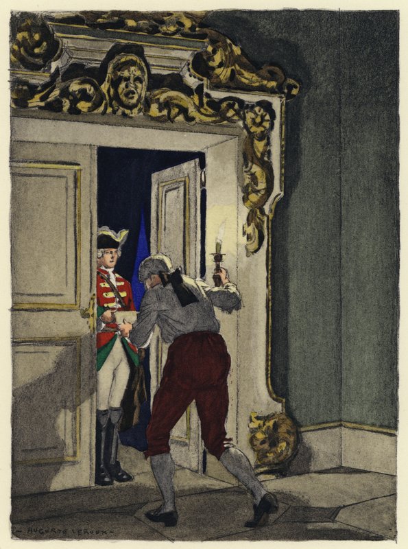 Illustratie voor memoires van Casanova (kleurenlitho) door Jules Marie Auguste Leroux