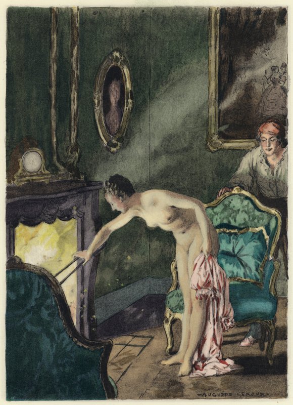 Illustratie voor memoires van Casanova (kleurenlitho) door Jules Marie Auguste Leroux