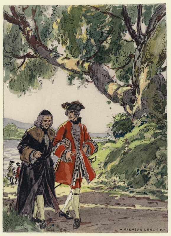Illustratie voor memoires van Casanova (kleurenlitho) door Jules Marie Auguste Leroux