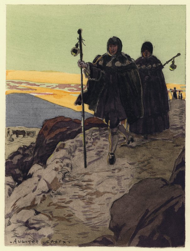 Illustratie voor memoires van Casanova (kleurenlitho) door Jules Marie Auguste Leroux