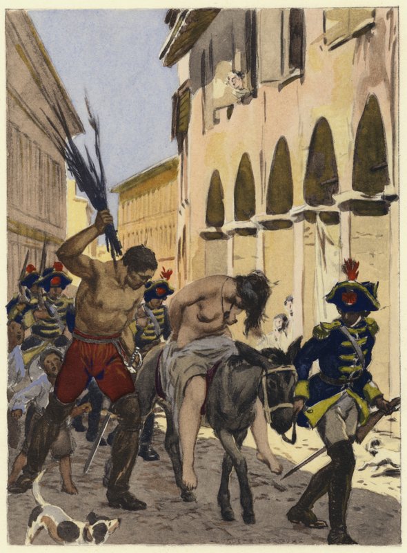 Illustratie voor memoires van Casanova (kleurenlitho) door Jules Marie Auguste Leroux