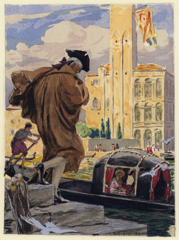 Illustratie voor memoires van Casanova (kleurenlitho) door Jules Marie Auguste Leroux