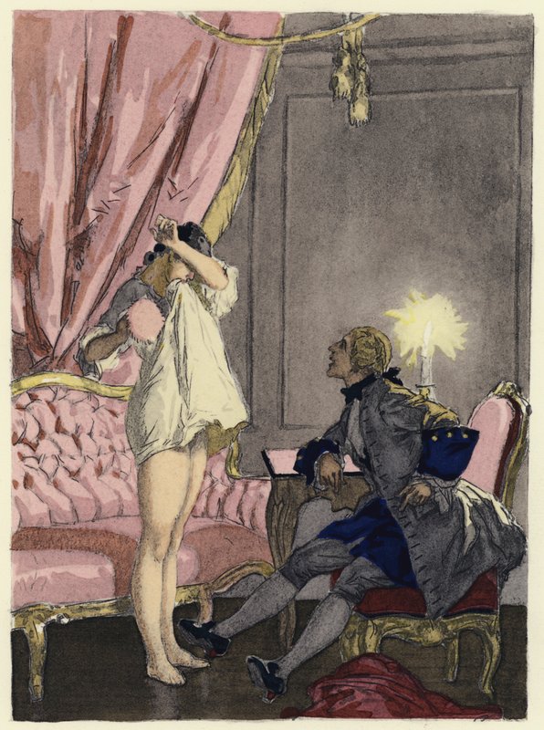 Illustratie voor memoires van Casanova (kleurenlitho) door Jules Marie Auguste Leroux
