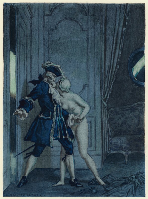 Illustratie voor memoires van Casanova (kleurenlitho) door Jules Marie Auguste Leroux