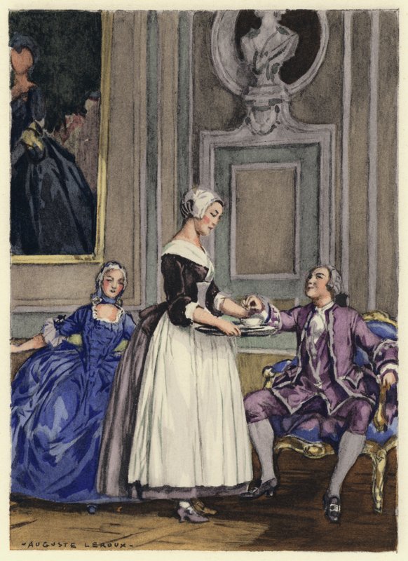 Illustratie voor memoires van Casanova (kleurenlitho) door Jules Marie Auguste Leroux