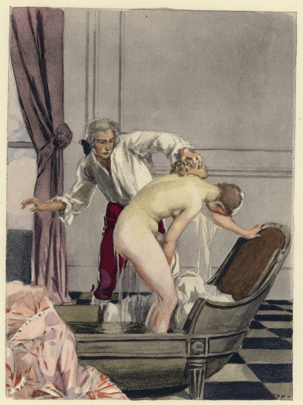 Illustratie voor memoires van Casanova (kleurenlitho) door Jules Marie Auguste Leroux