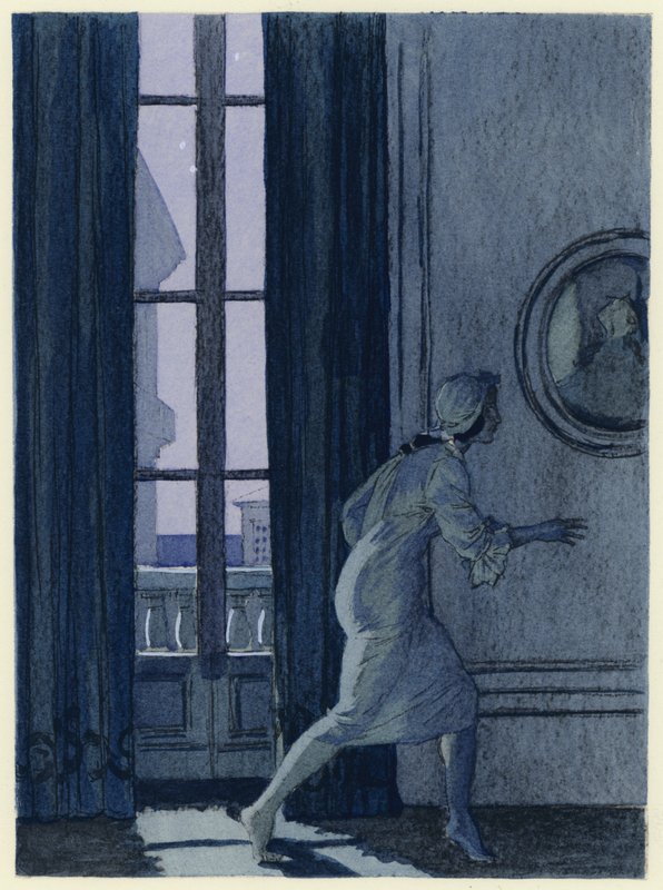 Illustratie voor memoires van Casanova (kleurenlitho) door Jules Marie Auguste Leroux