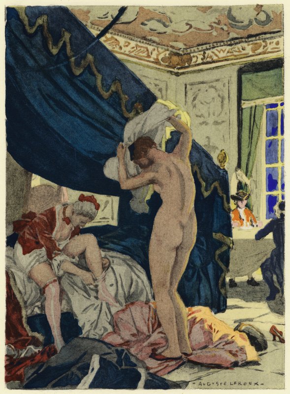Illustratie voor memoires van Casanova (kleurenlitho) door Jules Marie Auguste Leroux