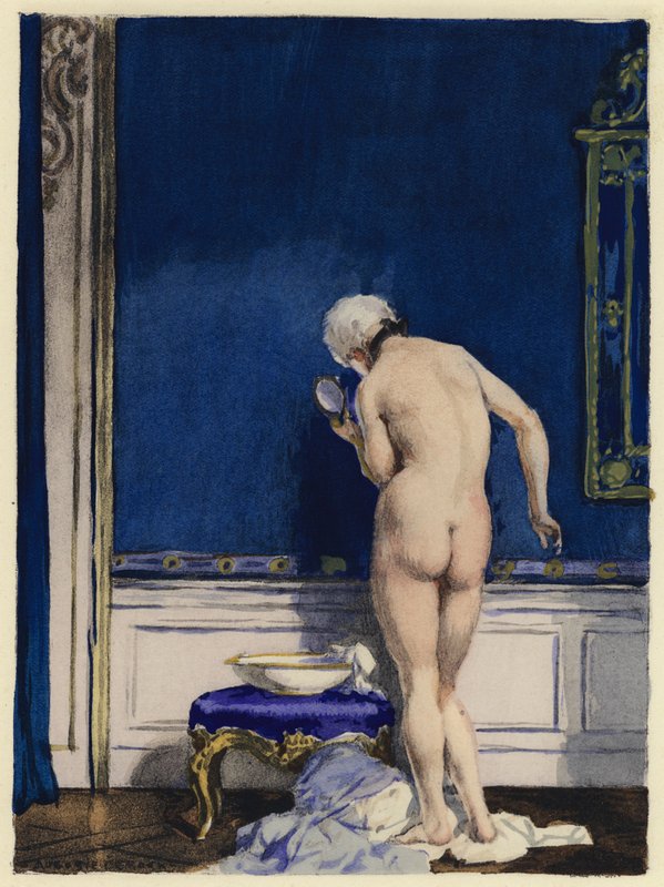 Illustratie voor memoires van Casanova (kleurenlitho) door Jules Marie Auguste Leroux