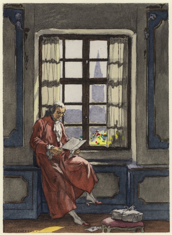 Illustratie voor memoires van Casanova (kleurenlitho) door Jules Marie Auguste Leroux