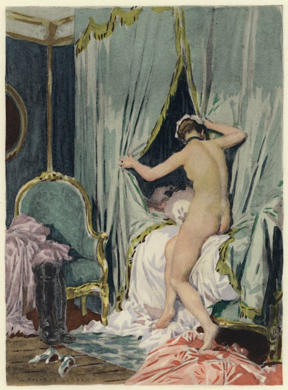 Illustratie voor memoires van Casanova (kleurenlitho) door Jules Marie Auguste Leroux