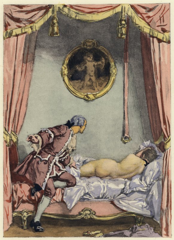 Illustratie voor memoires van Casanova (kleurenlitho) door Jules Marie Auguste Leroux