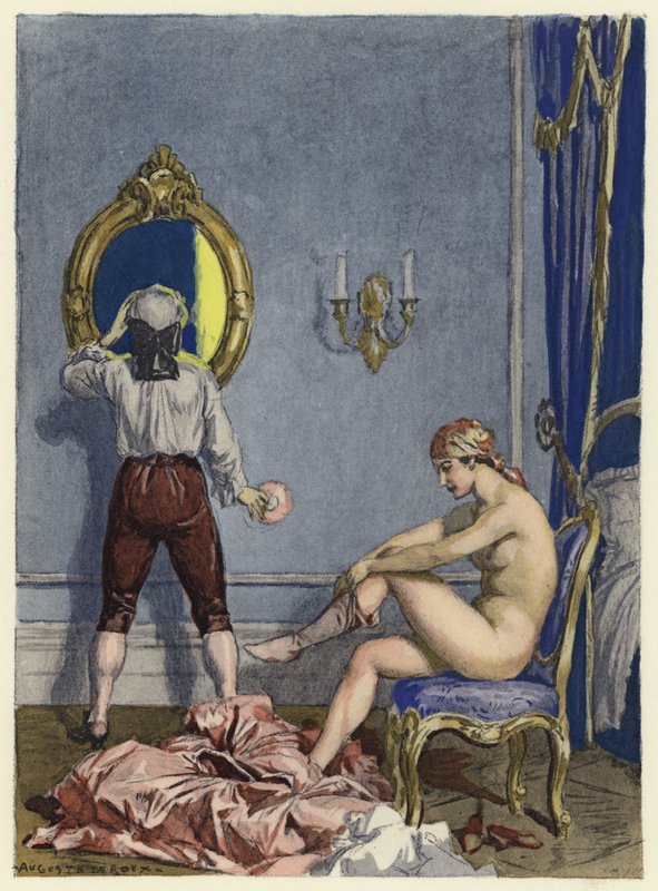 Illustratie voor memoires van Casanova (kleurenlitho) door Jules Marie Auguste Leroux