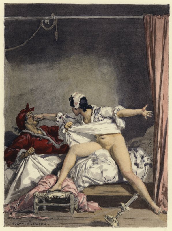 Illustratie voor memoires van Casanova (kleurenlitho) door Jules Marie Auguste Leroux