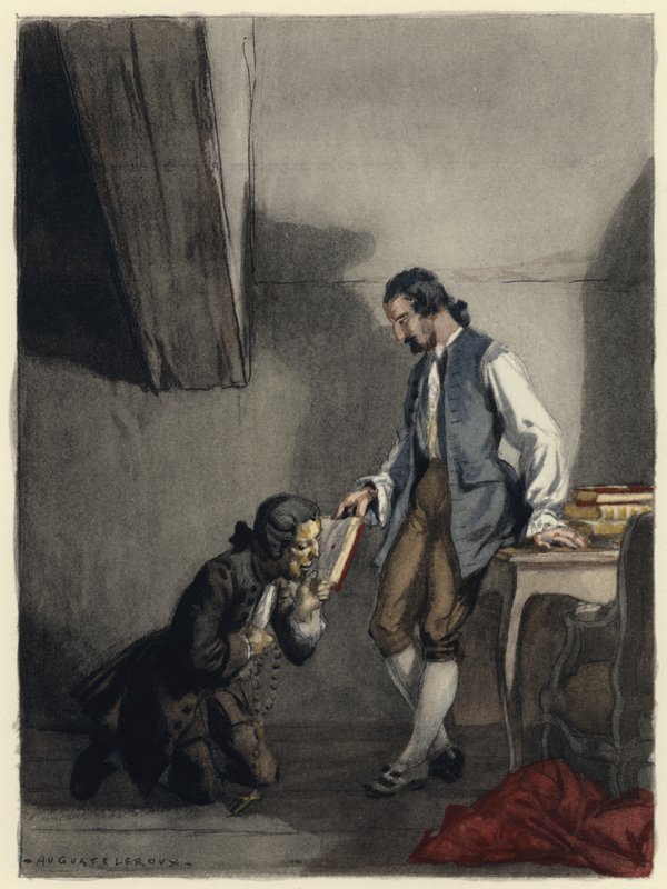 Illustratie voor memoires van Casanova (kleurenlitho) door Jules Marie Auguste Leroux
