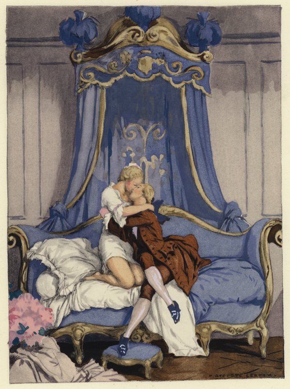 Illustratie voor memoires van Casanova (kleurenlitho) door Jules Marie Auguste Leroux