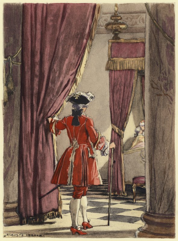 Illustratie voor memoires van Casanova (kleurenlitho) door Jules Marie Auguste Leroux
