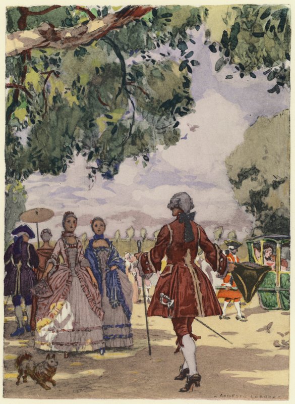Illustratie voor memoires van Casanova (kleurenlitho) door Jules Marie Auguste Leroux