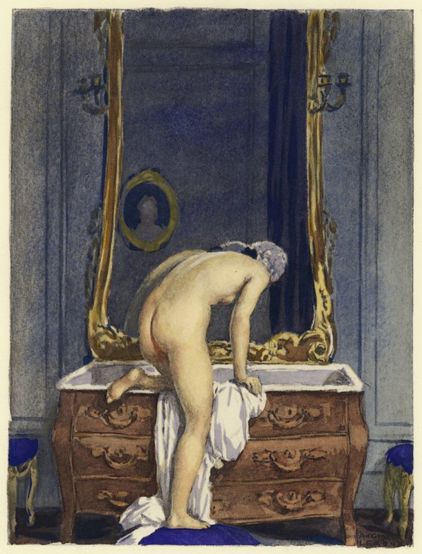 Illustratie voor memoires van Casanova (kleurenlitho) door Jules Marie Auguste Leroux