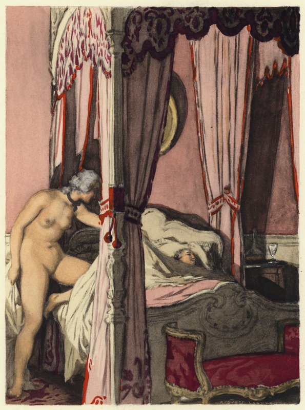 Illustratie voor memoires van Casanova (kleurenlitho) door Jules Marie Auguste Leroux