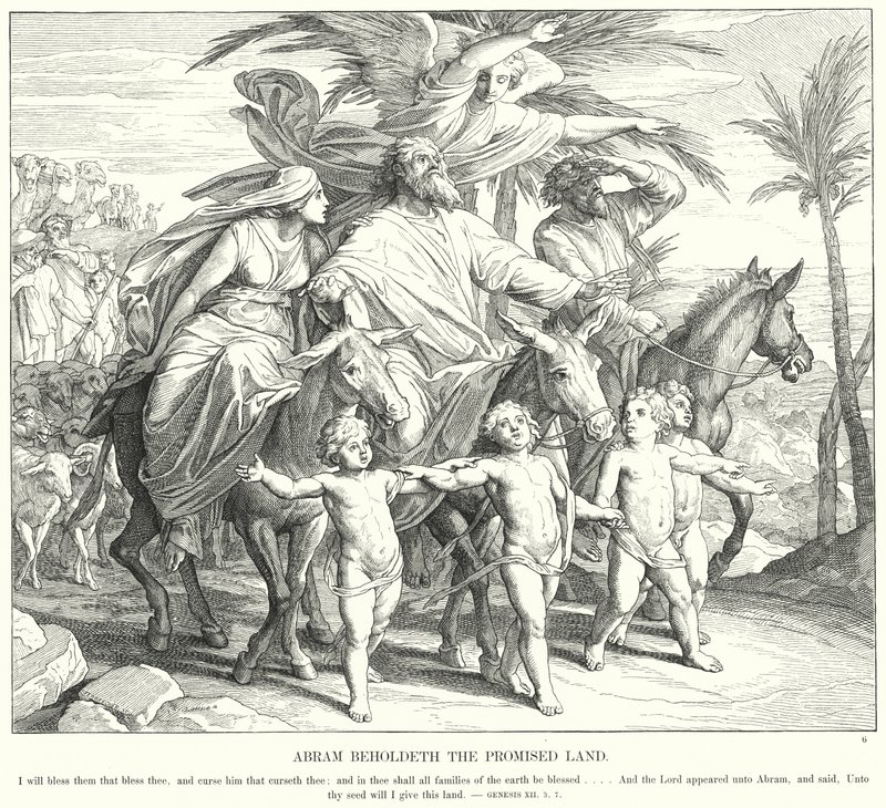 Abram Ziet het Beloofde Land door Julius (after) Schnorr von Carolsfeld