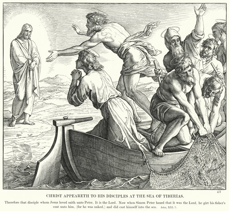 Christus Verschijnt aan Zijn Discipelen bij de Zee van Tiberias door Julius (after) Schnorr von Carolsfeld