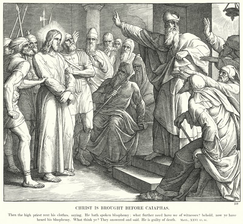 Christus wordt voorgebracht bij Kajafas door Julius (after) Schnorr von Carolsfeld