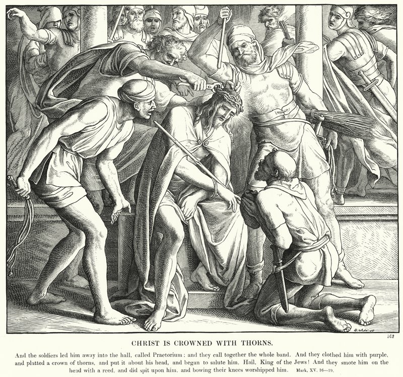 Christus wordt gekroond met doornen door Julius (after) Schnorr von Carolsfeld