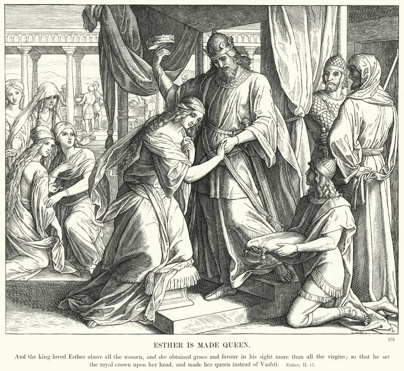 Esther wordt koningin door Julius (after) Schnorr von Carolsfeld