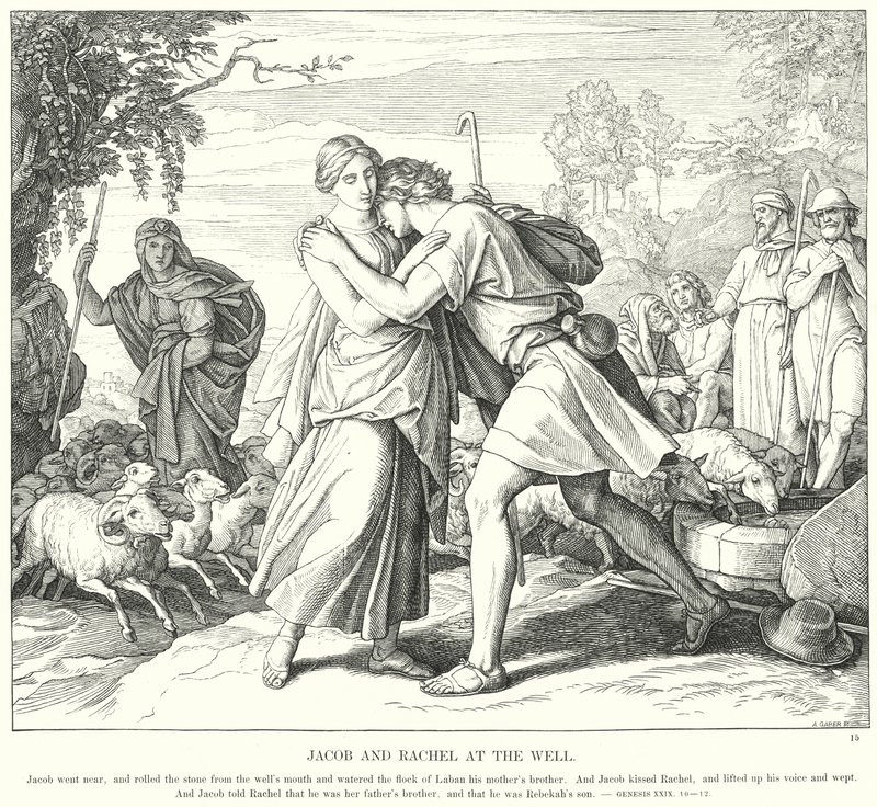 Jacob en Rachel bij de Bron door Julius (after) Schnorr von Carolsfeld