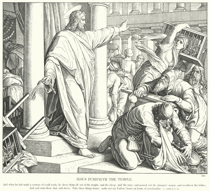 Jezus Reinigd de Tempel door Julius (after) Schnorr von Carolsfeld