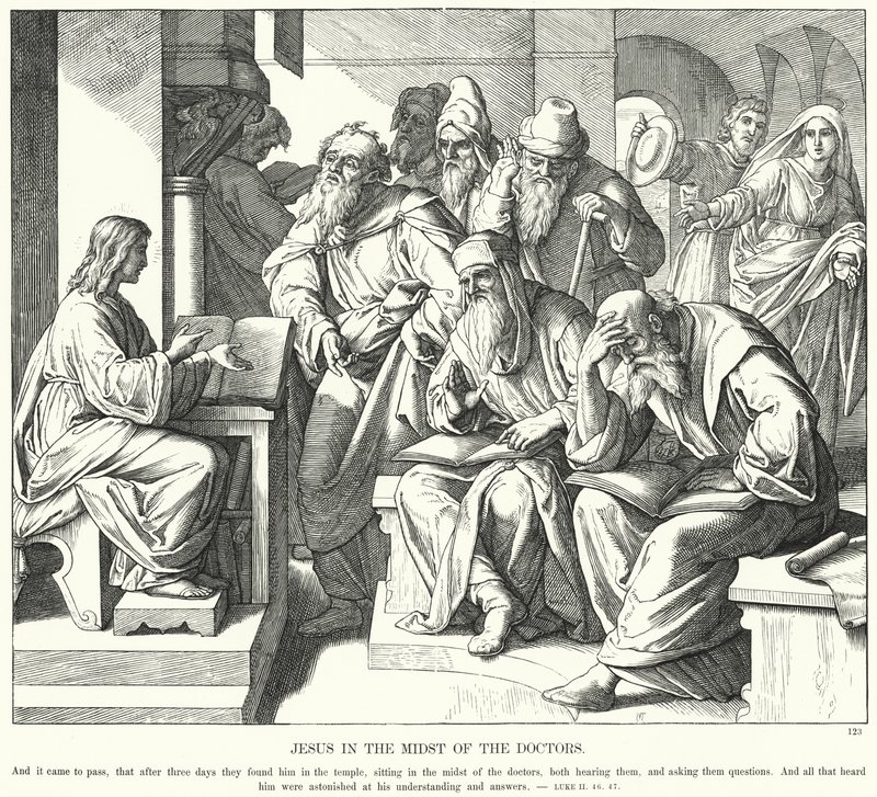 Jezus te midden van de doktoren door Julius (after) Schnorr von Carolsfeld