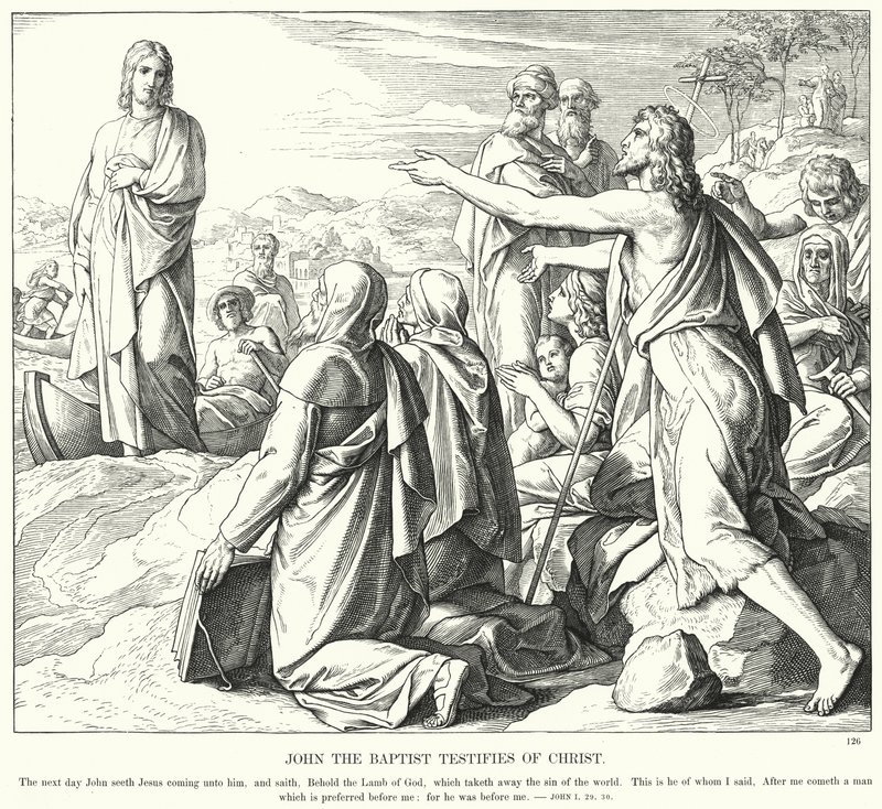 Johannes de Doper Getuigt van Christus door Julius (after) Schnorr von Carolsfeld