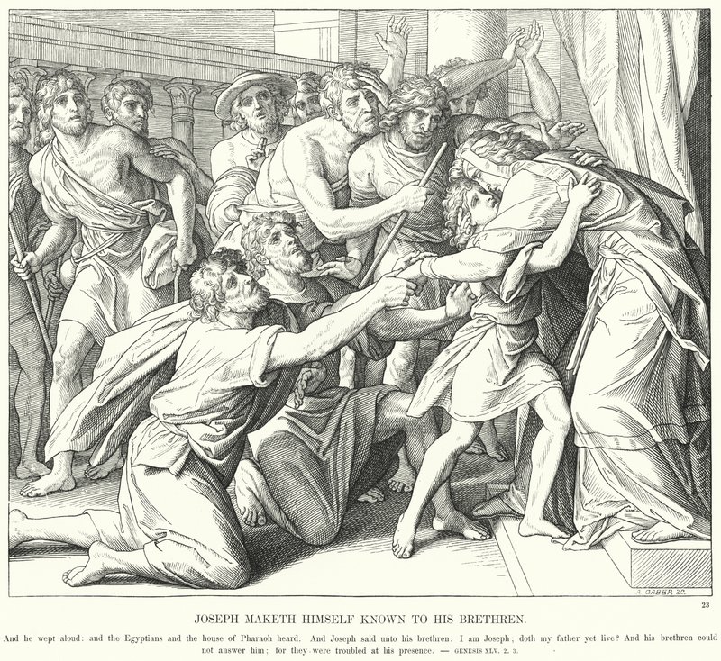 Jozef Maakt zich Bekend aan zijn Broers (gravure) door Julius (after) Schnorr von Carolsfeld