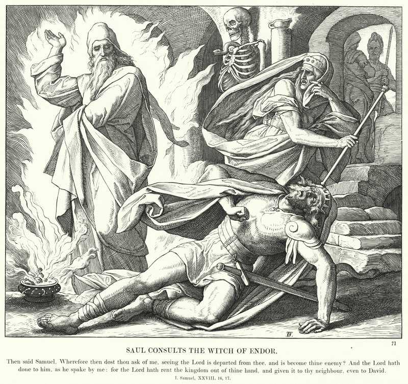 Saul Raadpleegt de Heks van Endor door Julius (after) Schnorr von Carolsfeld